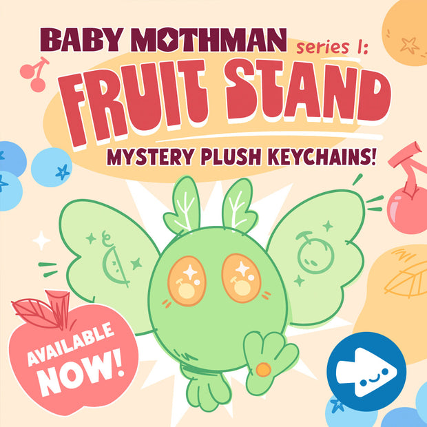 Mothman Blind Box series 1: fruit stand. Cute & collectible mystery plush keychains!
